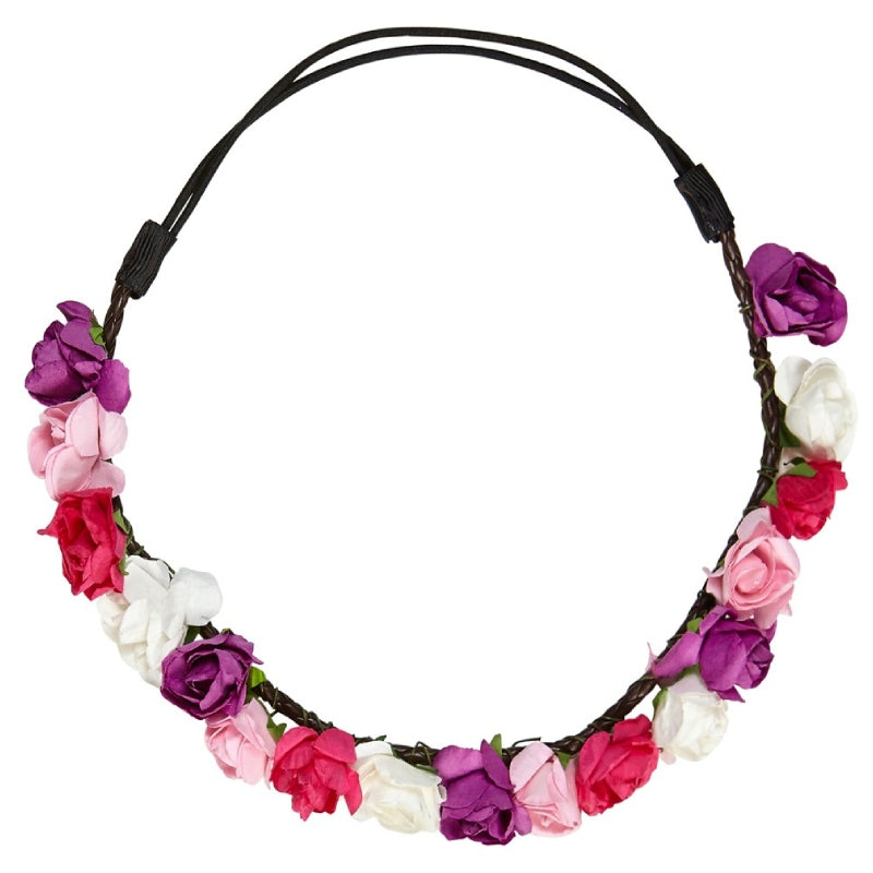Diadema Hippie Rose Colorate Accessori Halloween E Carnevale
