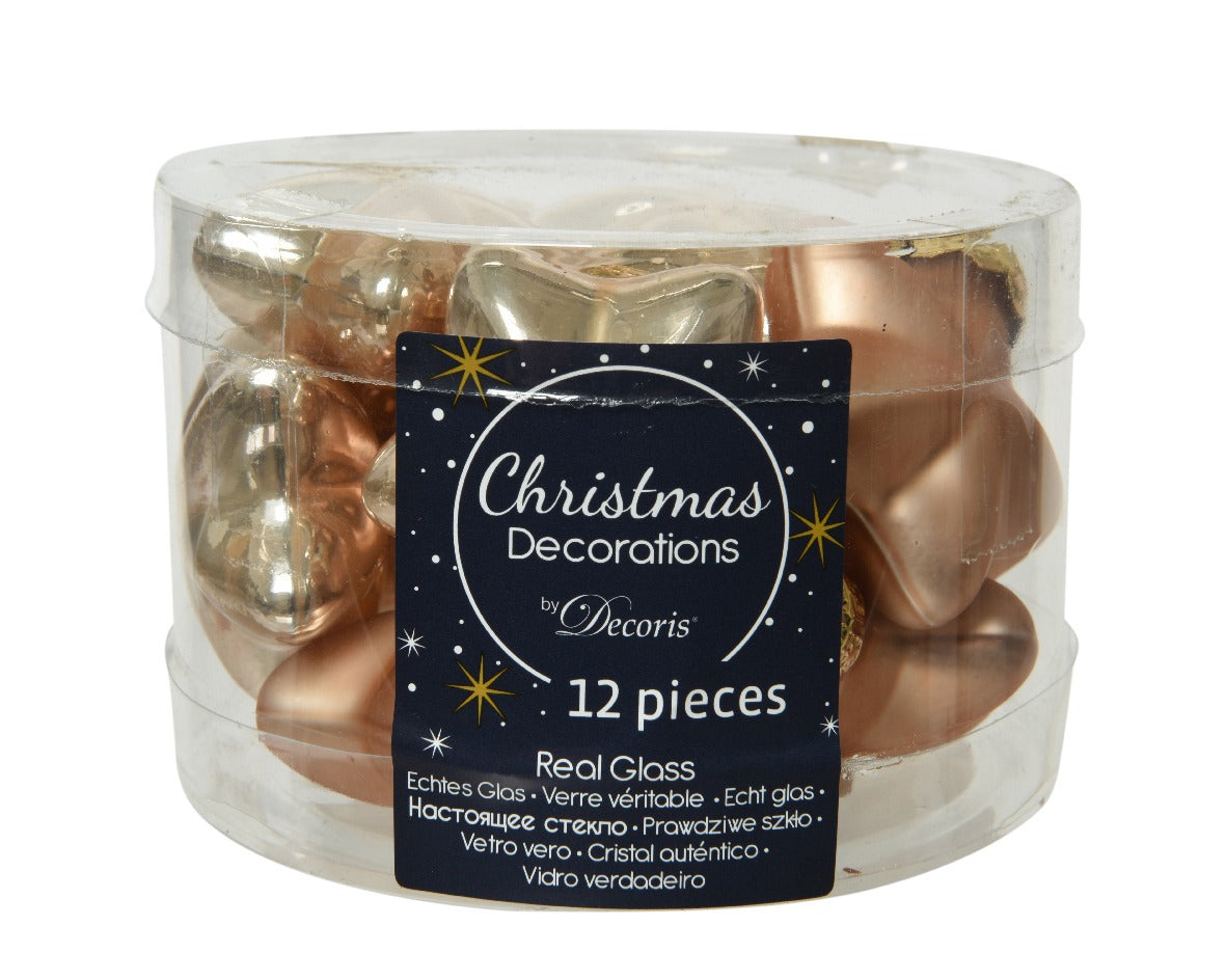 Addobbo Albero Di Natale In Vetro Stelle Caramello 12Pz