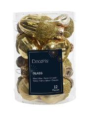 Set 12pz Palline Albero Di Natale Ghianda Oro 4cm