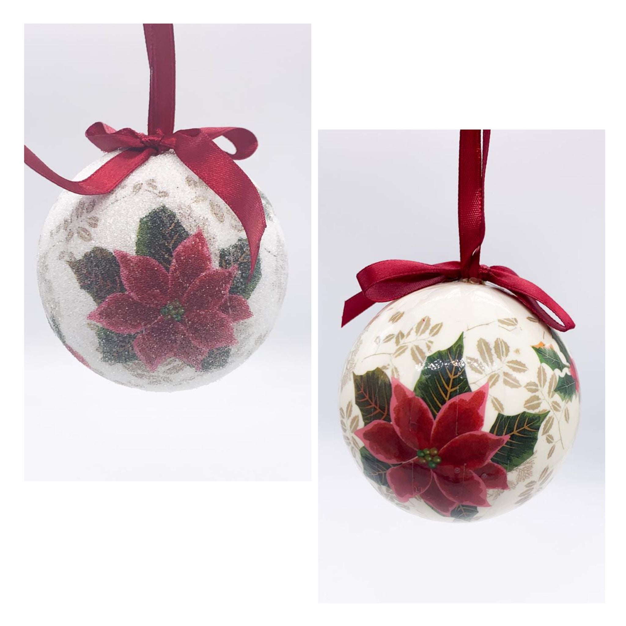 Palline Albero Di Natale In Plastica Beige Con Stella Di Natale Assortita 8cm