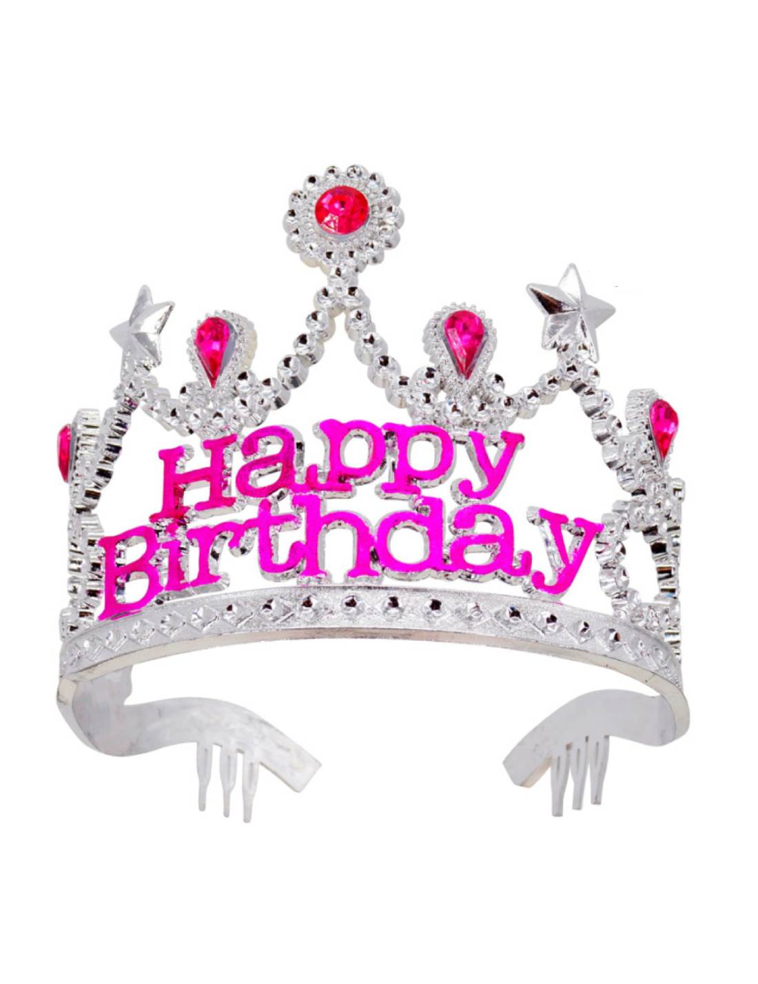 Tiara Di Compleanno Argento Happy Birthday Con Gemme