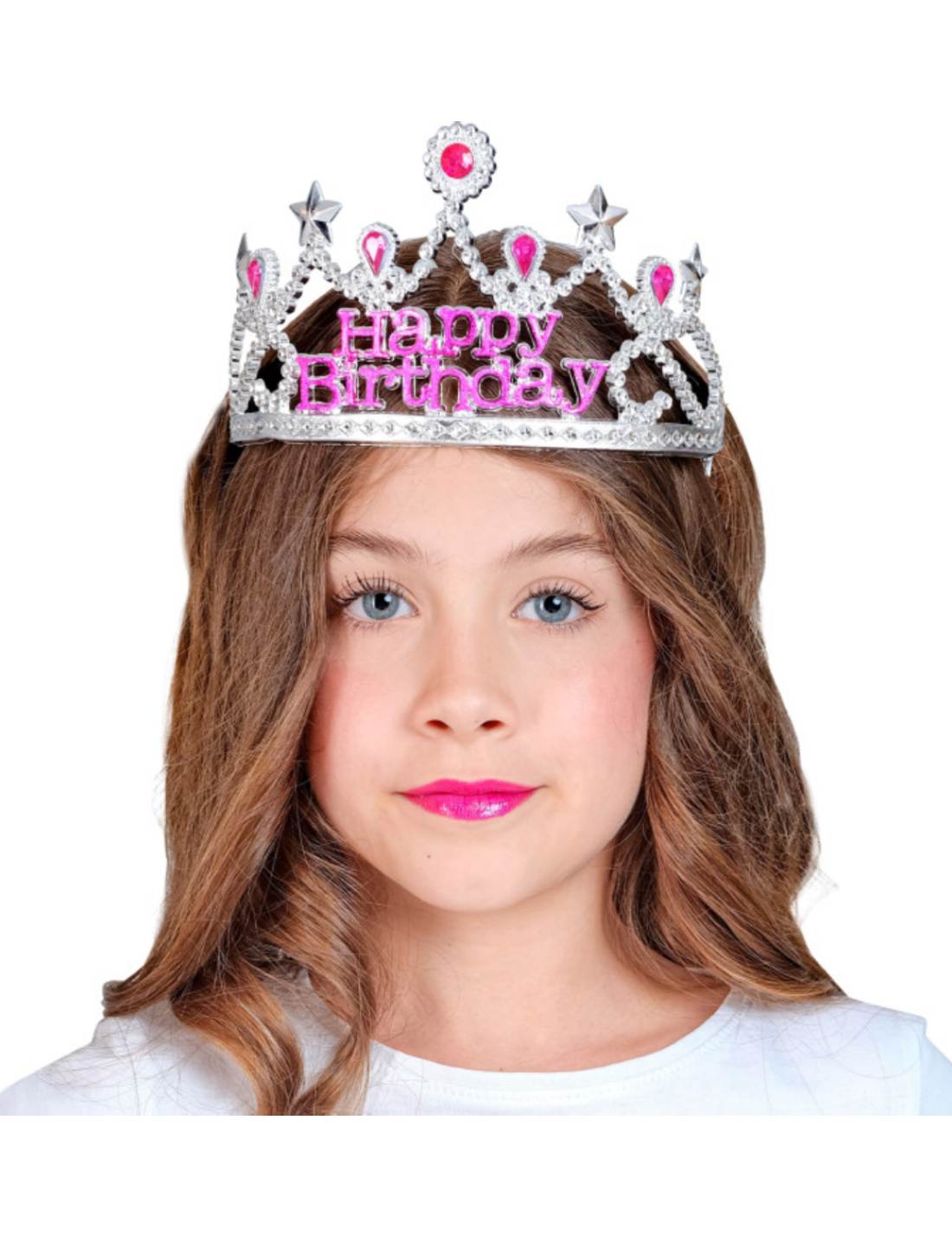 Tiara Di Compleanno Argento Happy Birthday Con Gemme