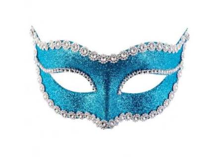 Maschera Occhi Turchese Con Glitter