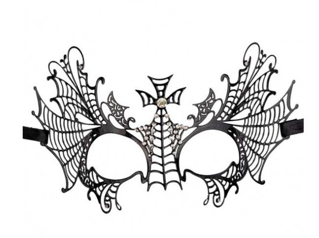 Maschera Nera Con Croce E Strass In Metallo