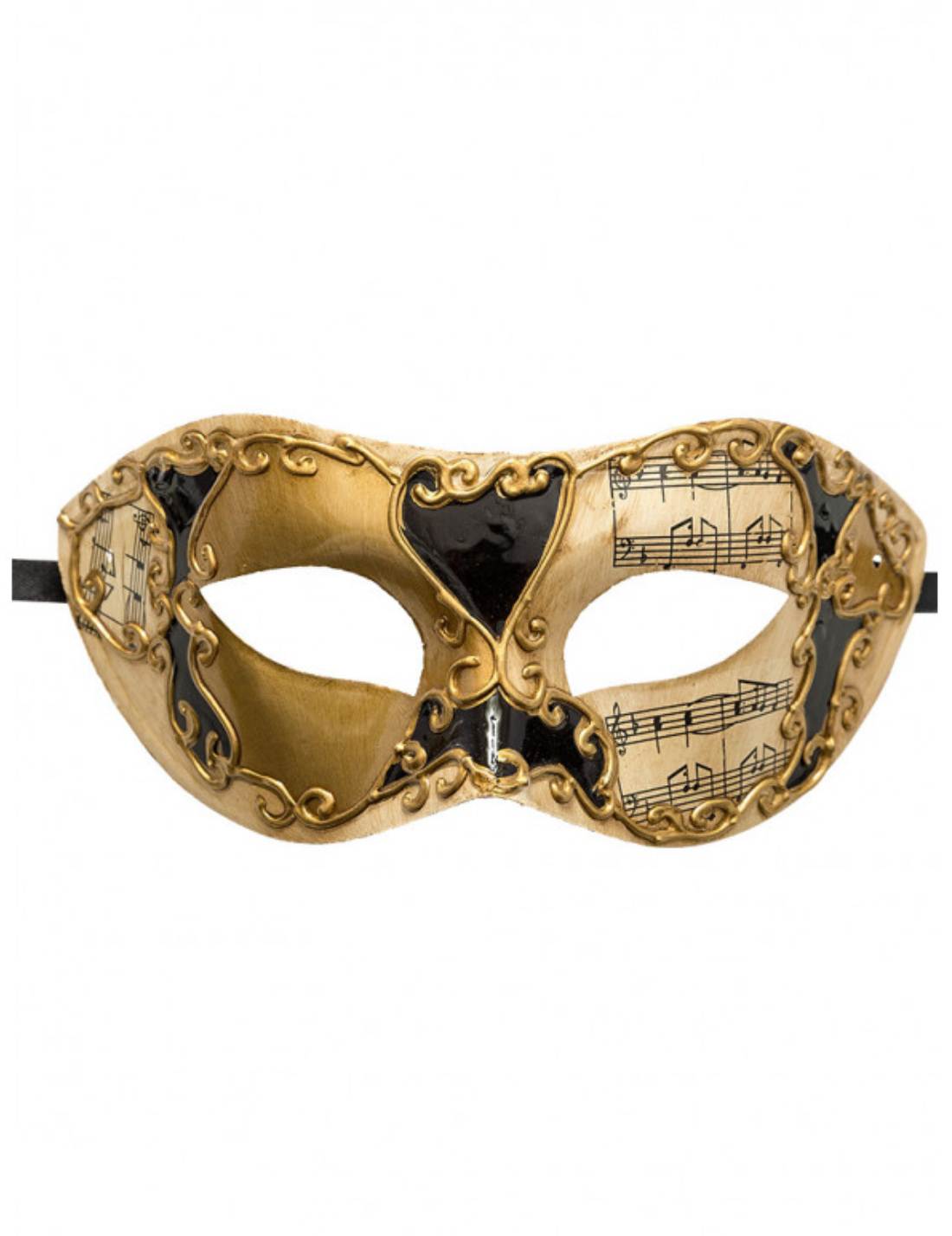 Maschera Di Carnevale Veneziana Oro Con Note Musicali