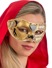 Maschera Di Carnevale Veneziana Oro Con Note Musicali