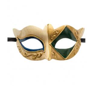 Maschera Veneziana Con Decorazioni Verdi E Blu