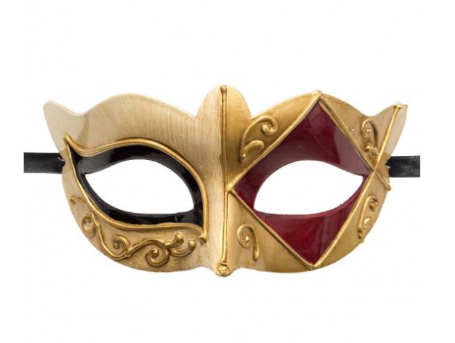 Maschera Di Carnevale Veneziana Con Decorazioni Rosse e Nere