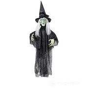 Strega Animata Parlante Con Braccia Movibili E Occhi Luminosi Con Sensore Ornamenti Halloween