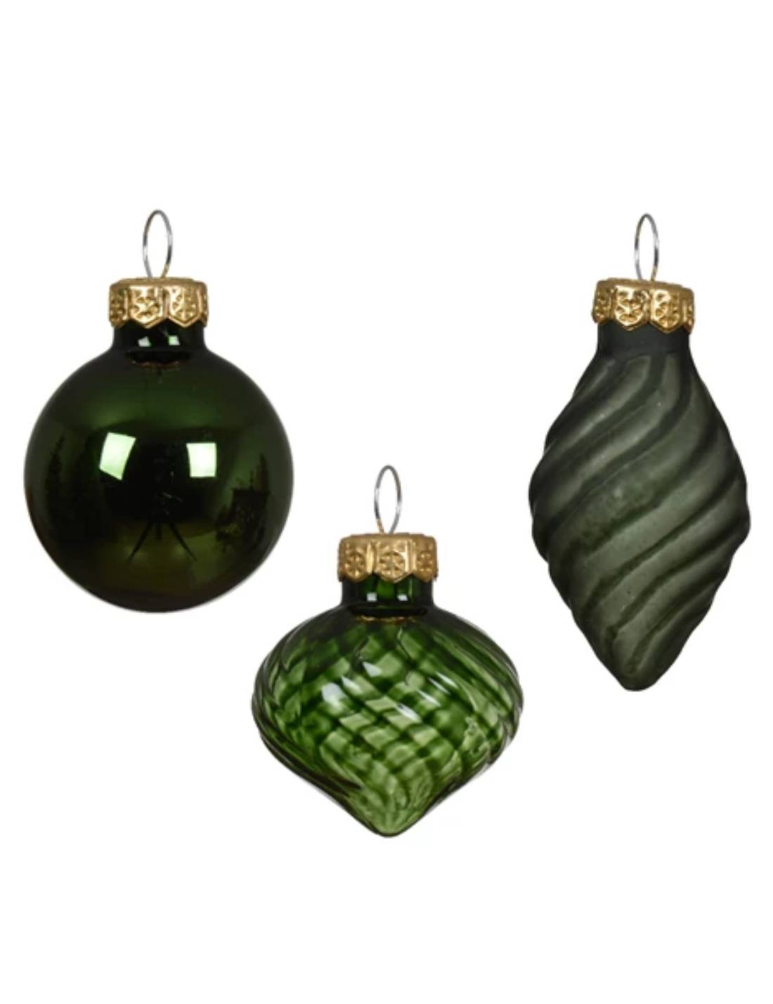 Pallina Albero Di Natale In Vetro Figure Natalizie Verdi 3cm 9pz