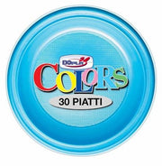 Piatti Di Plastica Fondi Azzurro diam. 22cm Set 30 Pz.