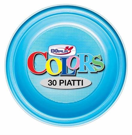 Piatti Di Plastica Fondi Azzurro diam. 22cm Set 30 Pz.