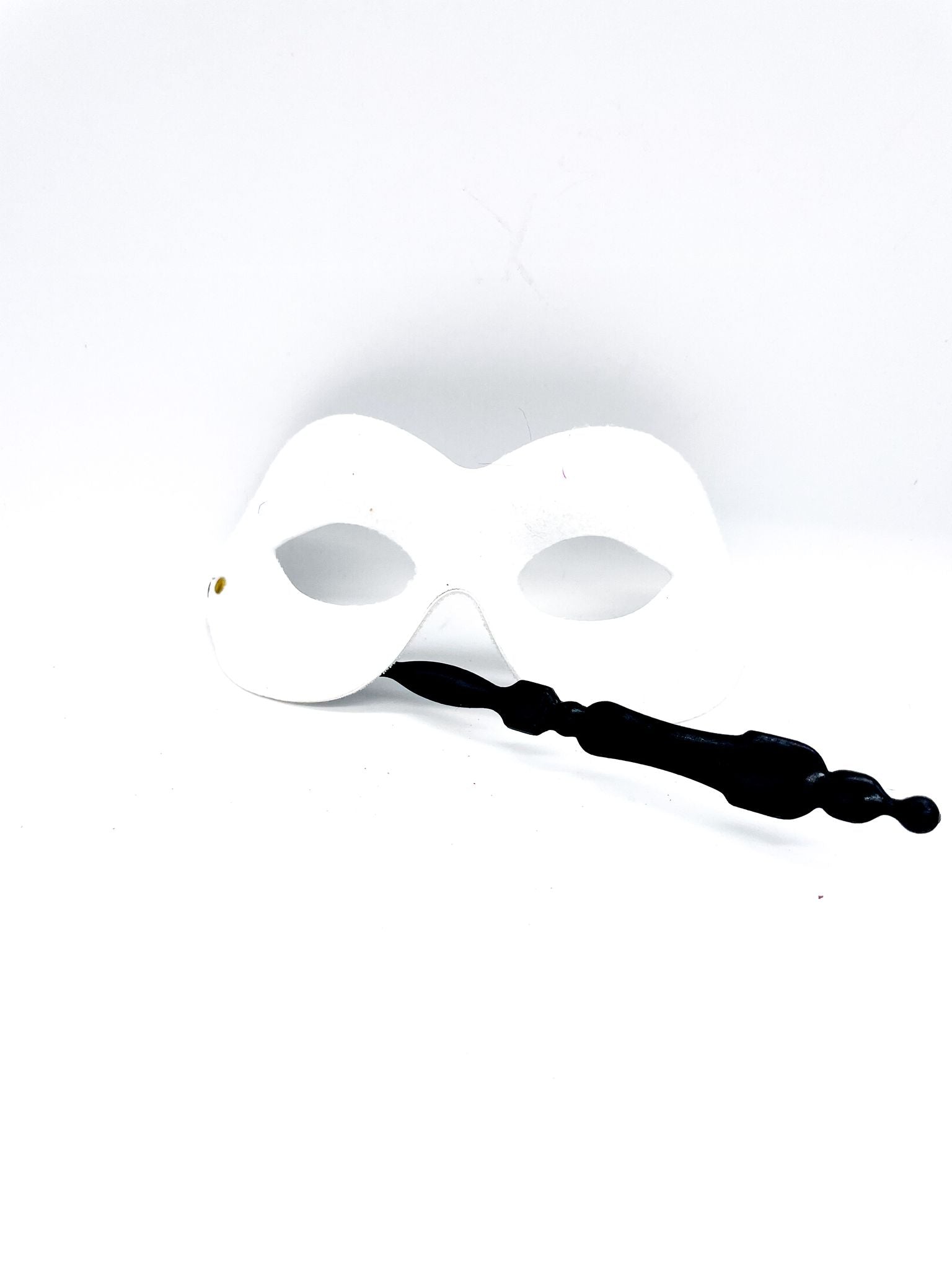 Maschera Con Asta Bianca Effetto Camoscio Per Occhi Maschere Carnevale