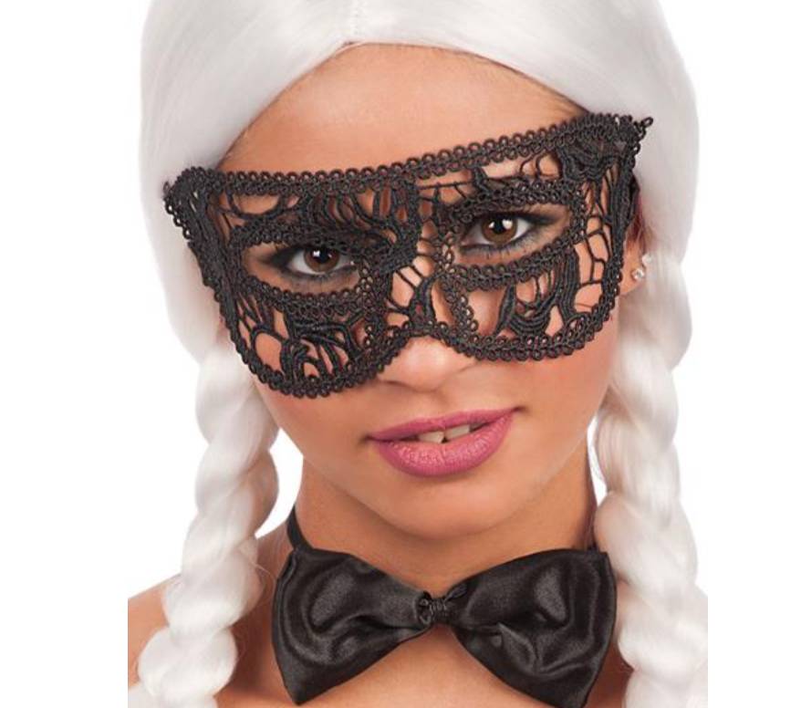 Maschera Occhi Nera Macramè In Tessuto