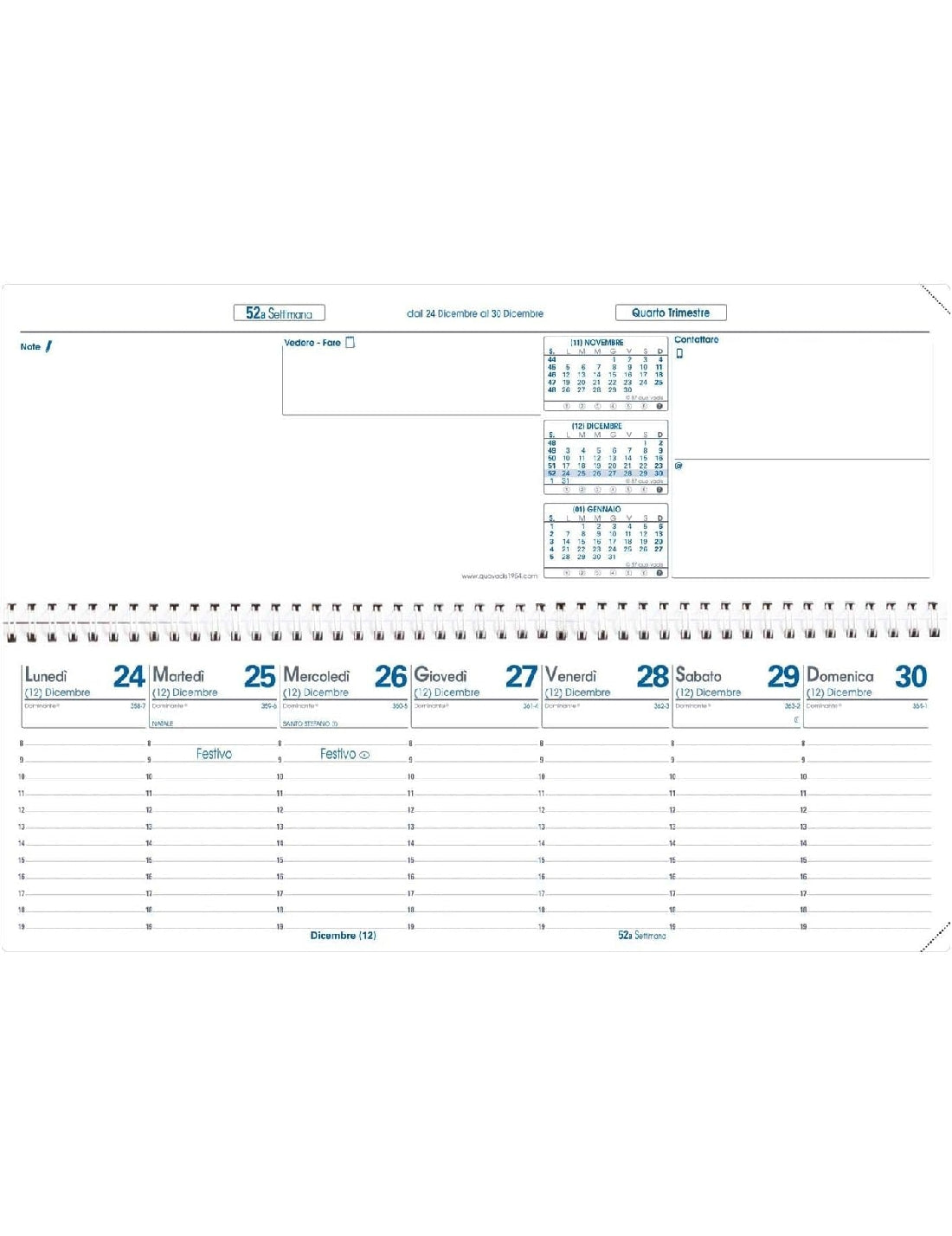 Agenda Settimanale 13 Mesi 2026 Quo Vadis Agendascop Impala 30x10cm