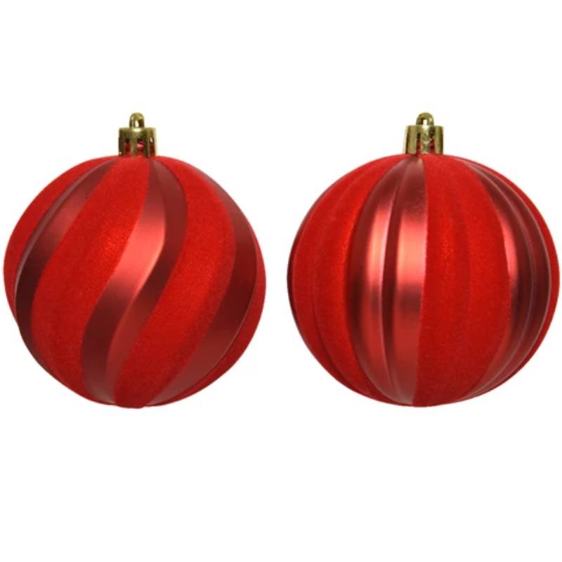 Pallina Albero Di Natale Rossa Con Velluto 8cm