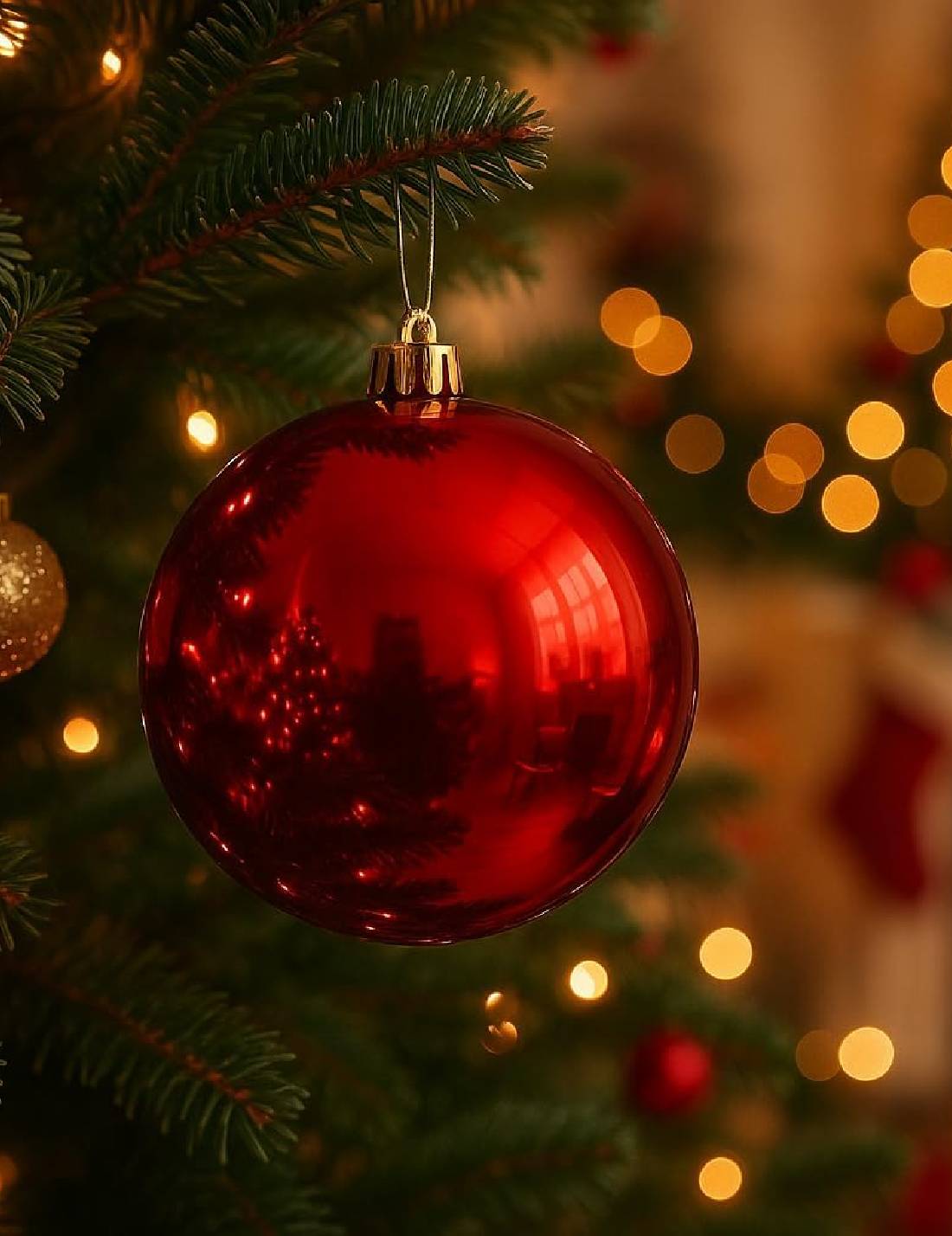 Pallina Albero Di Natale Rossa Lucida Infrangibile 20cm