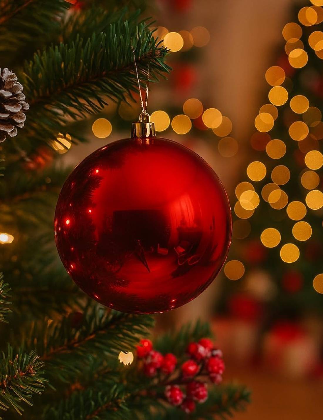 Pallina Albero Di Natale Rossa Lucida Infrangibile 20cm