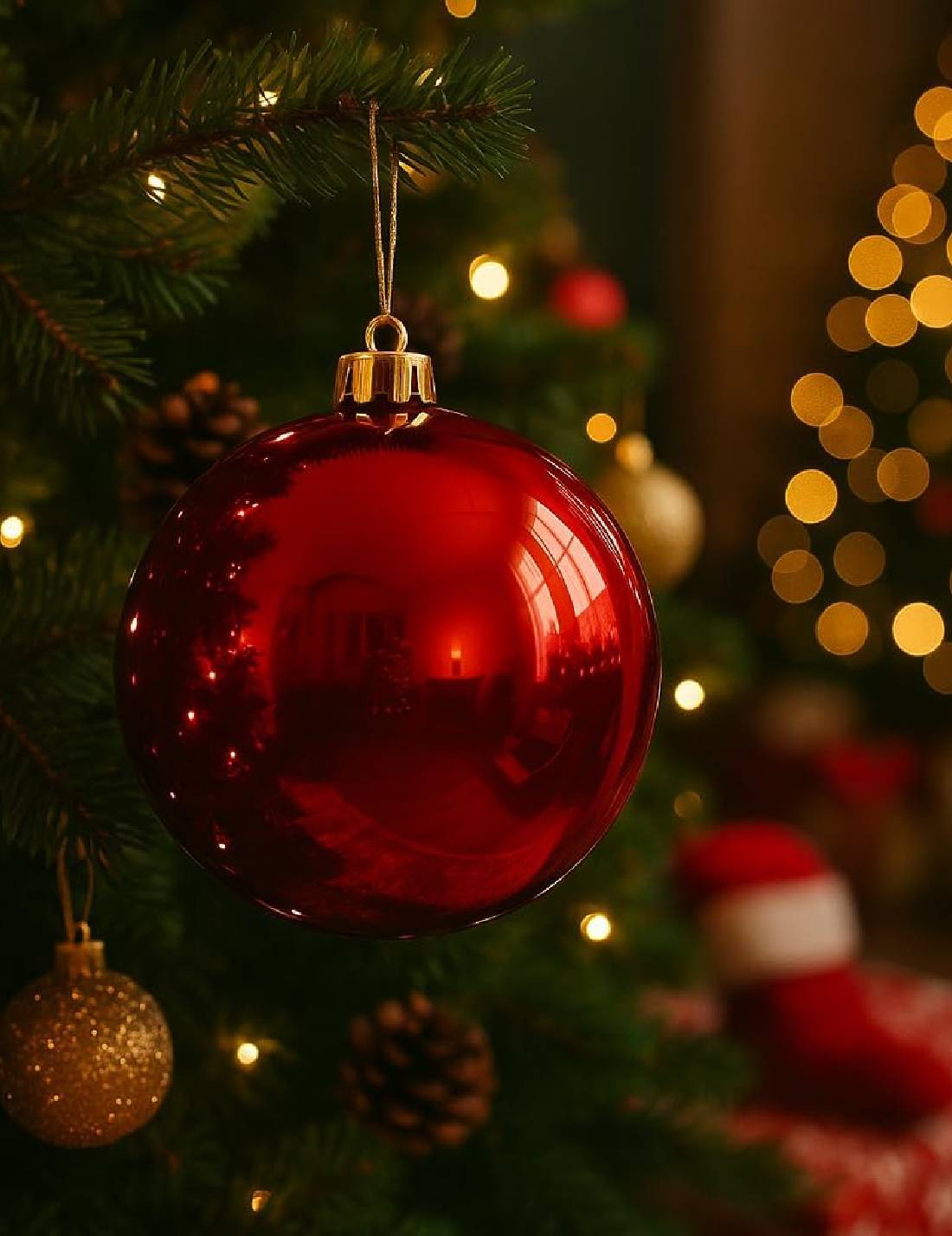 Pallina Albero Di Natale Rossa Lucida Infrangibile 25cm