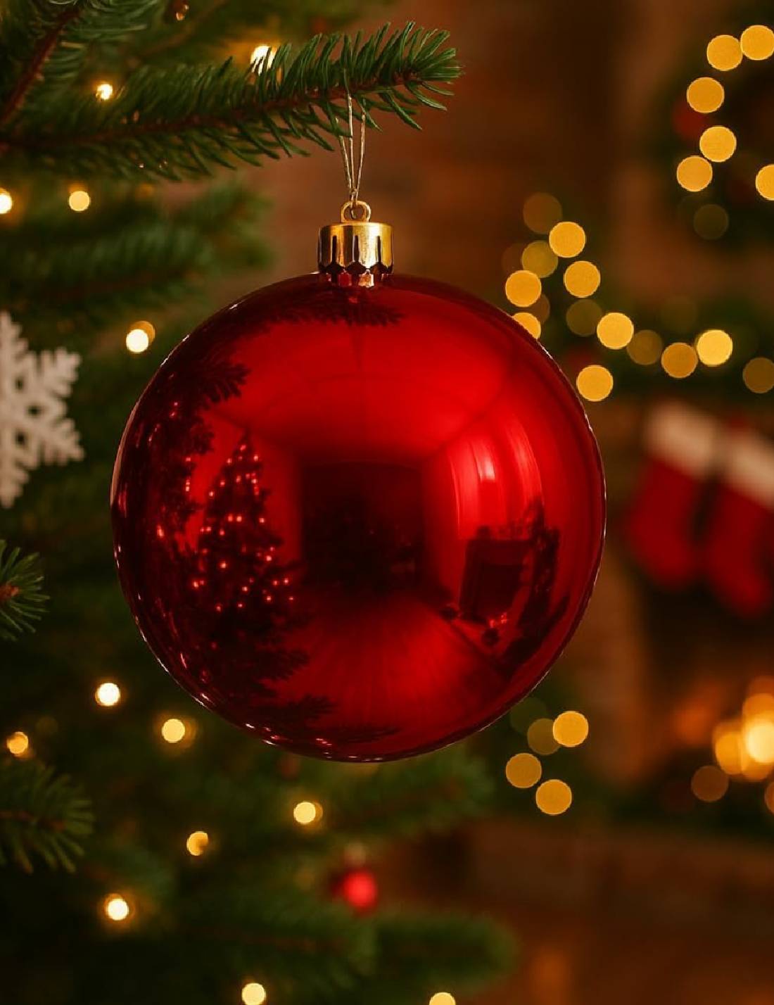 Pallina Albero Di Natale Rossa Lucida Infrangibile 25cm