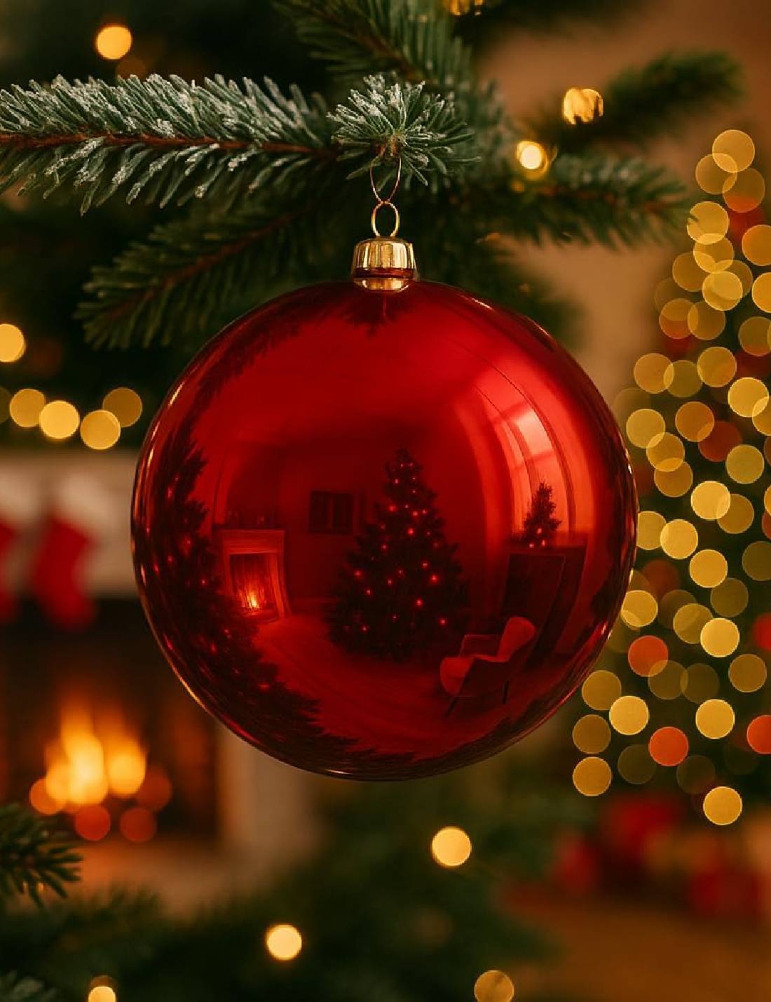Pallina Albero Di Natale Rossa Lucida Infrangibile 40cm