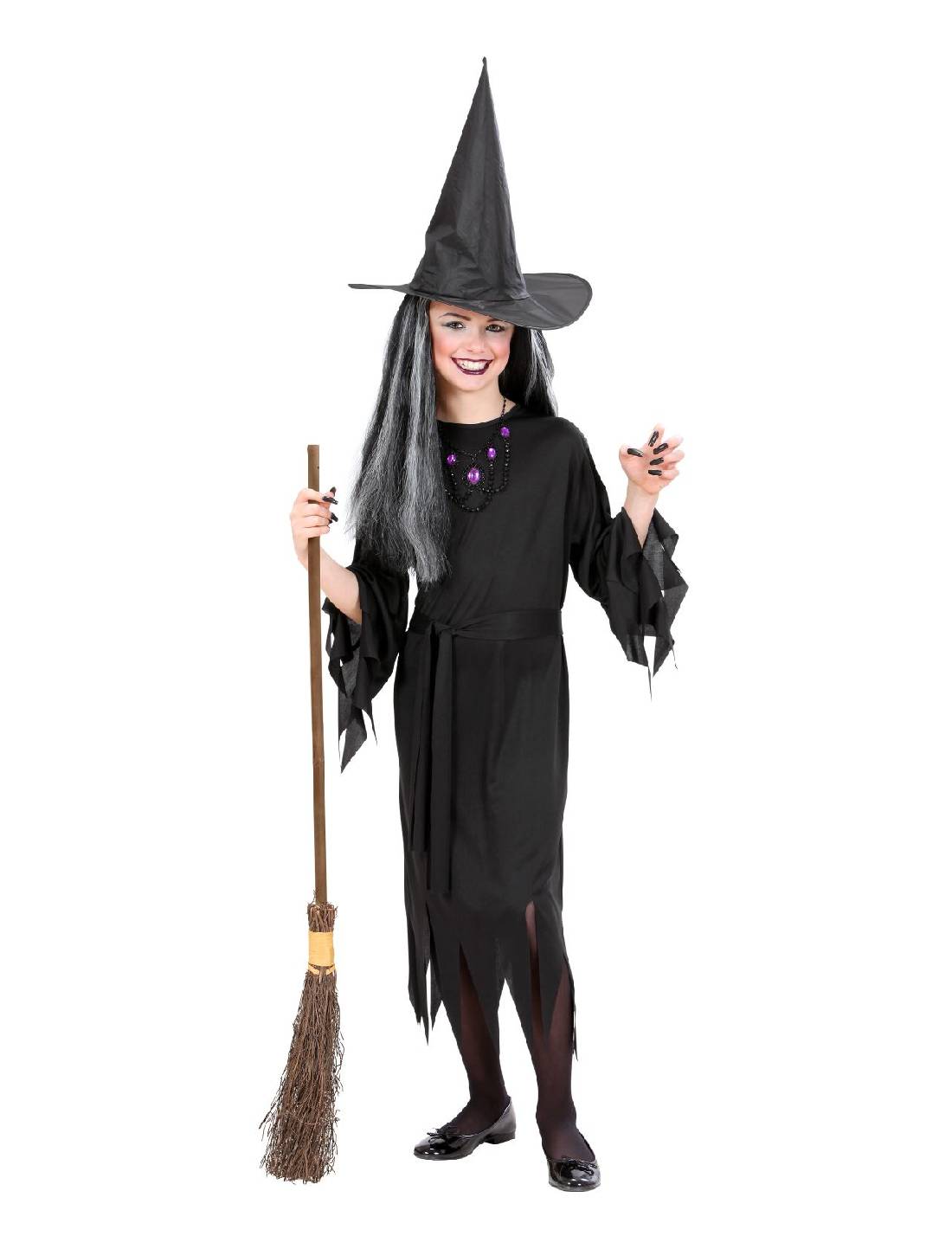 Costume Di Halloween Bambina Vestito Strega Nero