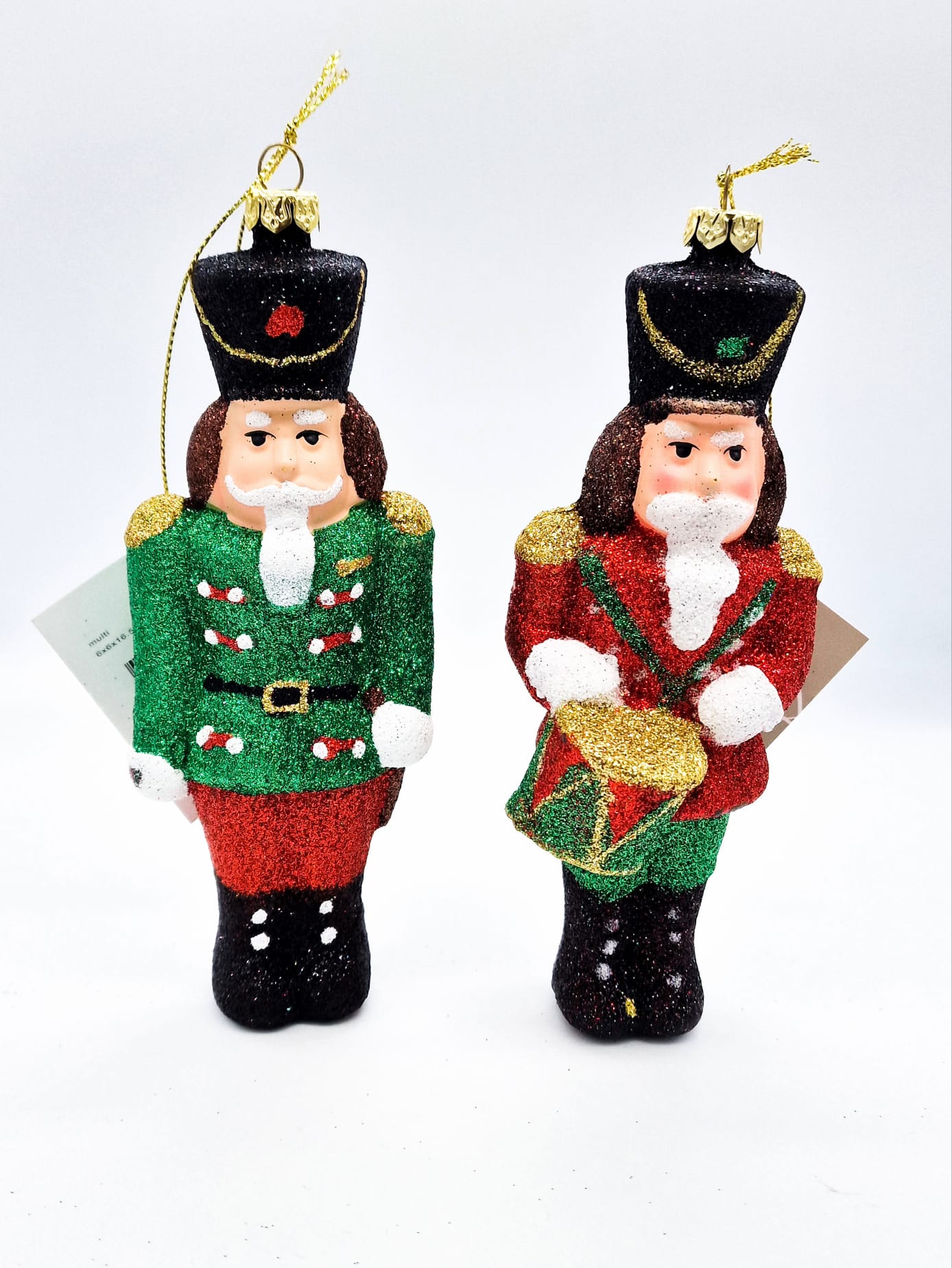 Addobbo Albero Di Natale Soldatino Schiaccianoci Glitter 16 cm