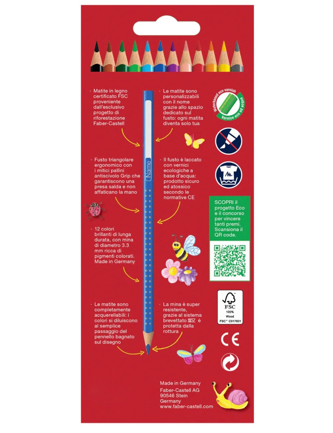 Faber-Castell Pastelli Colour Grip 12 Colori