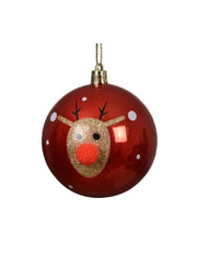 Pallina Albero Di Natale Con Renna Infrangibile d8cm