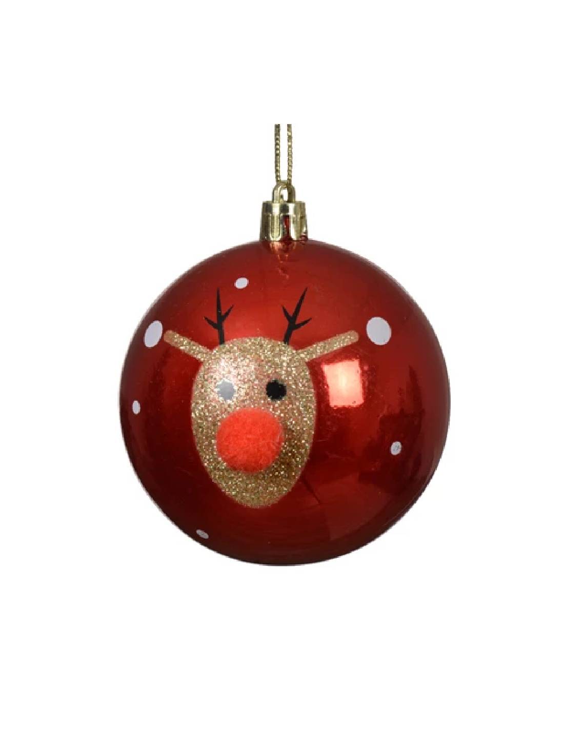 Pallina Albero Di Natale Con Renna Infrangibile d8cm