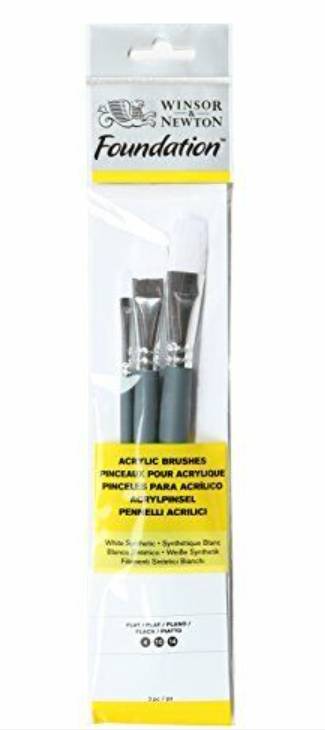 Set 3 Pennelli Piatti Per Acrilico Misure 4-10-14 Winsor&Newton