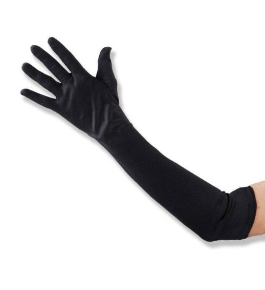 Guanti Neri In Tessuto Elasticizzato 50cm