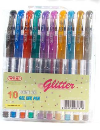Set Penne Roller Gel Glitter 10pz.