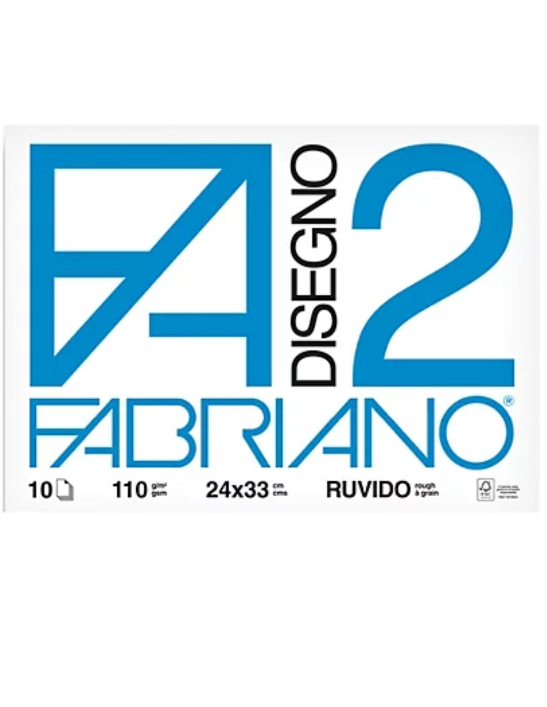 Album da Disegno Blocco Fabriano F2 Ruvido 110g 24x33cm 10 Fogli