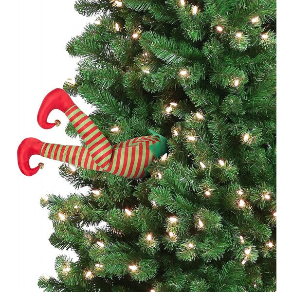 Addobbo Albero Di Natale Gambe Elfo in Movimento 40cm