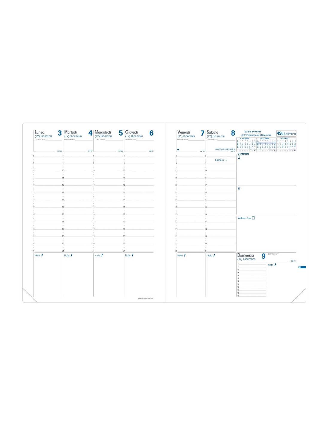 Agenda Settimanale 13 Mesi 2026 Quo Vadis Trinote Club Blu Navy