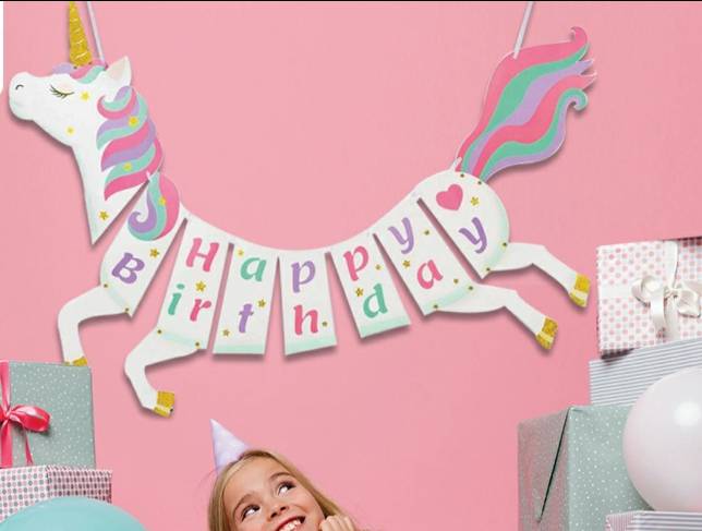 Festone Sagomato Unicorno "Happy Birthday"