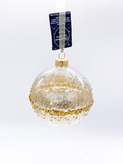 Pallina Albero Di Natale In Vetro Trasparente Con Ornamenti Oro 8cm