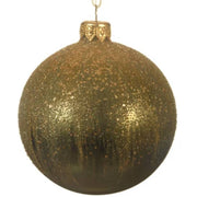 Pallina Albero Di Natale In Vetro Verde Con Glitter Oro 8cm