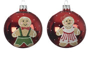 Pallina Albero Di Natale In Vetro Rosso Con Omino Marzapane 8cm Prodotto Assortito