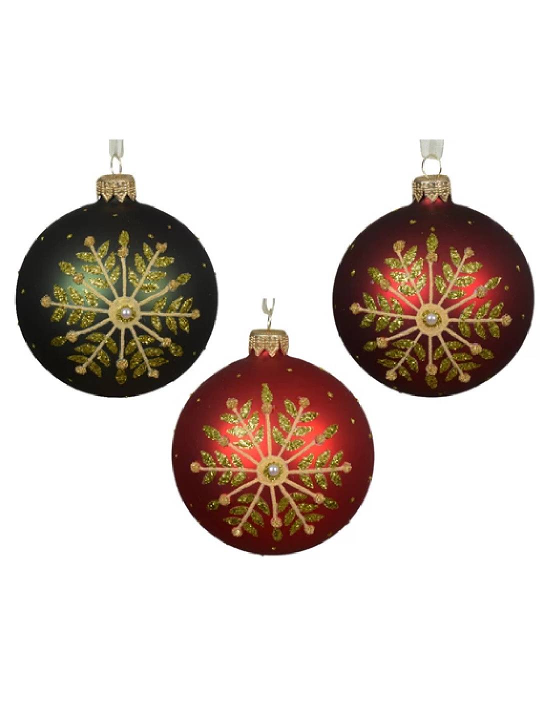 Pallina Albero Di Natale In Vetro Rossa E Verde 8cm Assortita
