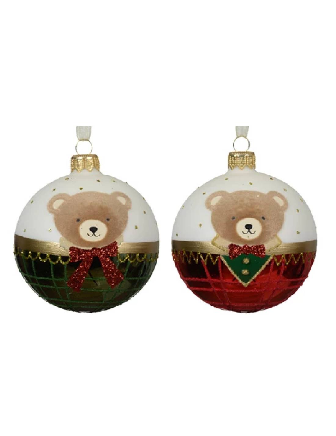 Pallina Albero Di Natale In Vetro Orsetto 8cm Prodotto Assortito