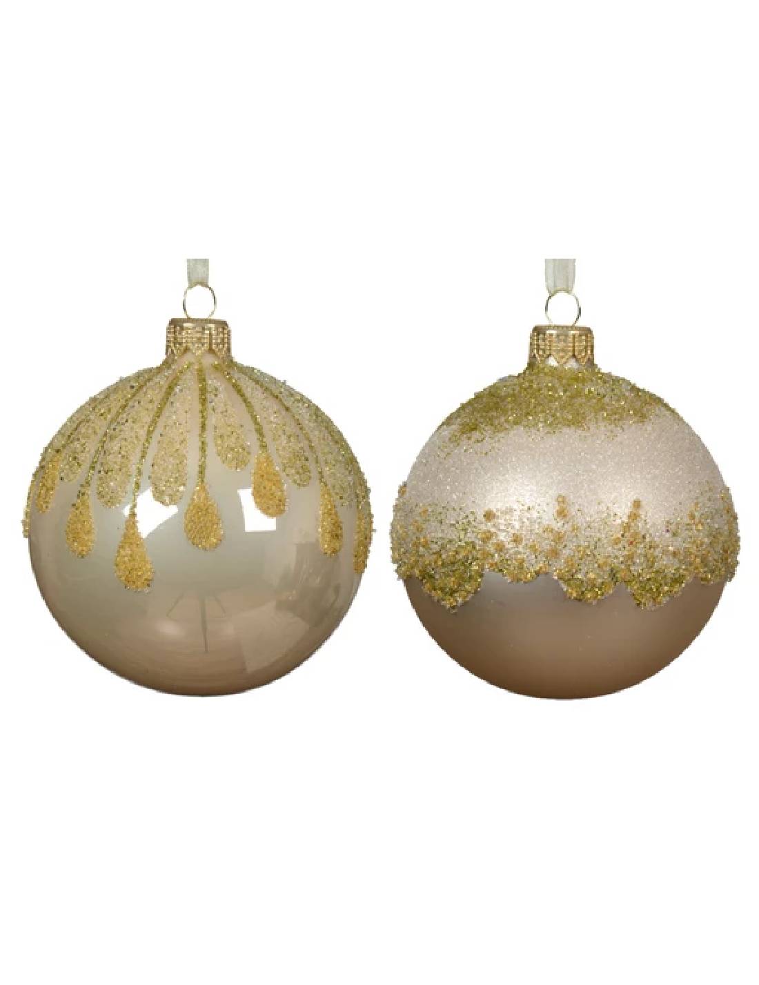 Pallina Albero Di Natale In Vetro Dorata Luccicante 8cm Prodotto Assortito