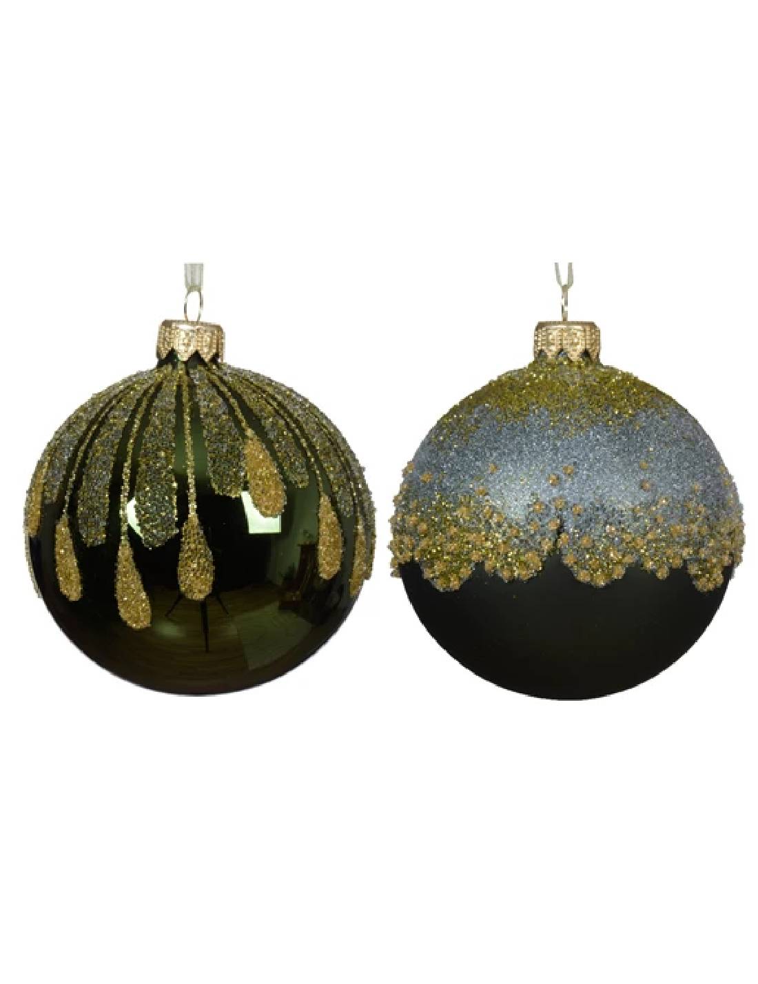Pallina Albero Di Natale In Vetro Verde Luccicante 8cm Prodotto Assortito