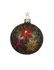 Pallina Albero Di Natale In Vetro Verde Floreale 8cm