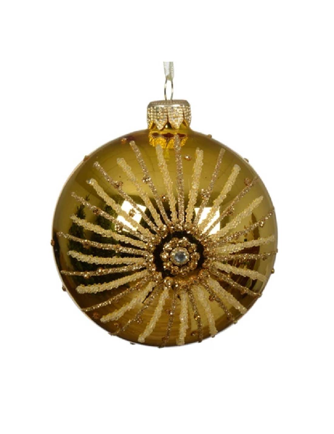 Pallina Albero Di Natale In Vetro Oro Stella d8cm