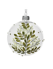 Pallina Albero Di Natale In Vetro Trasparente Foglia d8cm