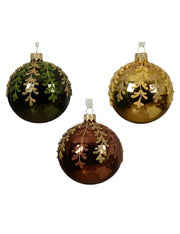 Pallina Albero Di Natale In Vetro Ramo 8cm Colori Assortiti