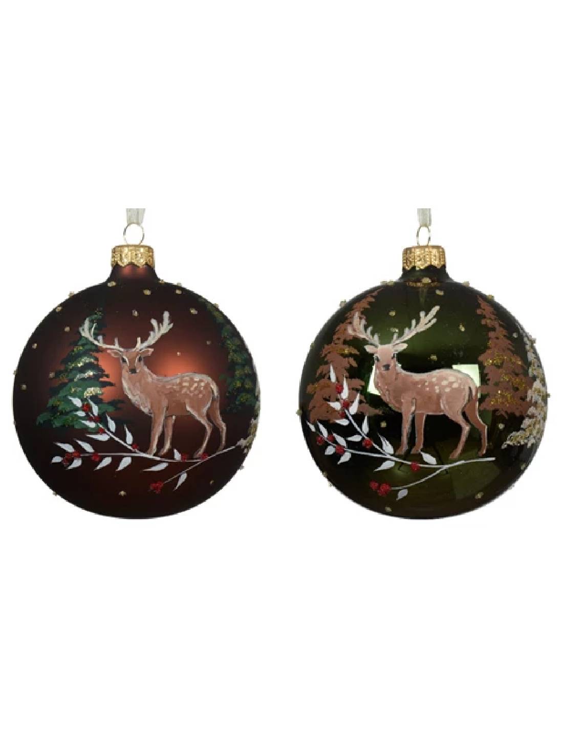 Pallina Albero Di Natale In Vetro Cervo 10cm Colori Assortiti