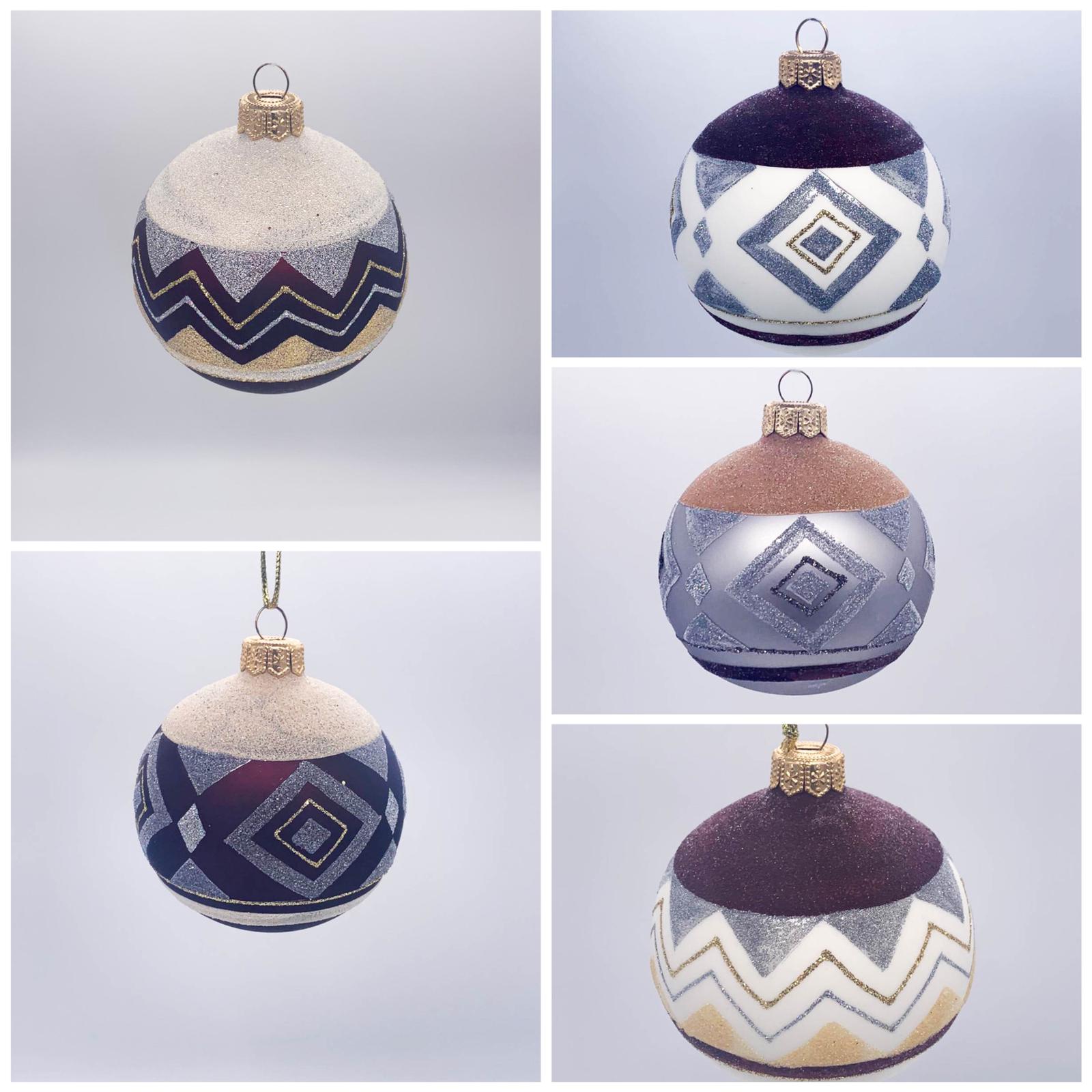 Palline Albero Di Natale In Vetro Con Fantasia Assortita 8cm